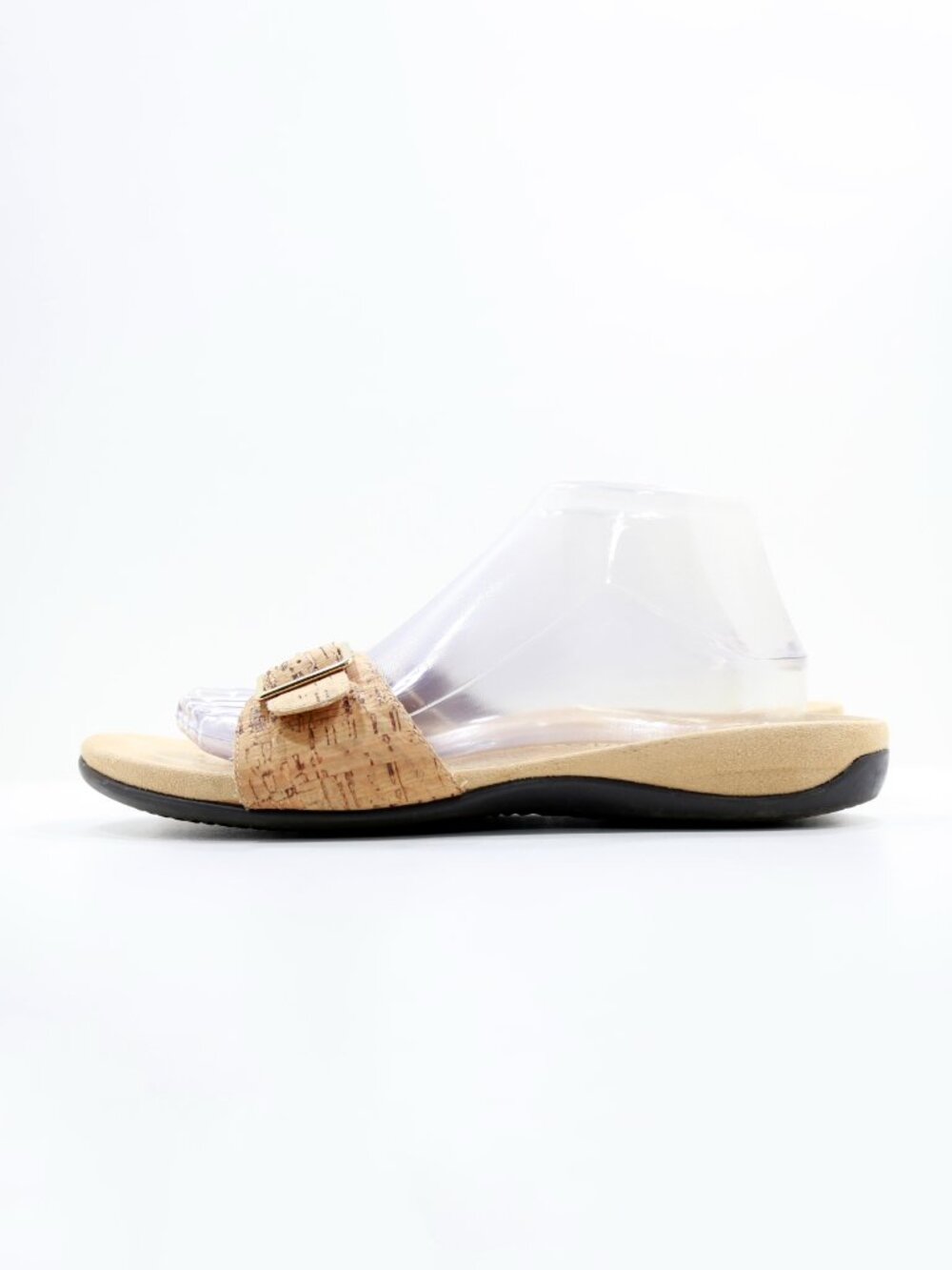 Vionic Santos Tan Woodgrain Lightweight Flat Slide Sandals - 10